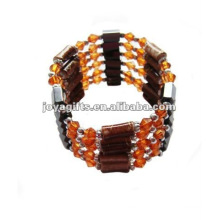 Magnetic Orange Glass Beads wrap Bracelets & Necklace 36"